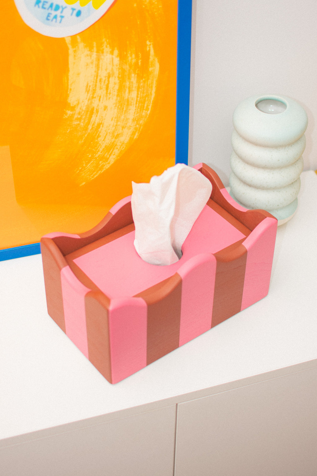 Cloudy Tissue Box / Pink Choc